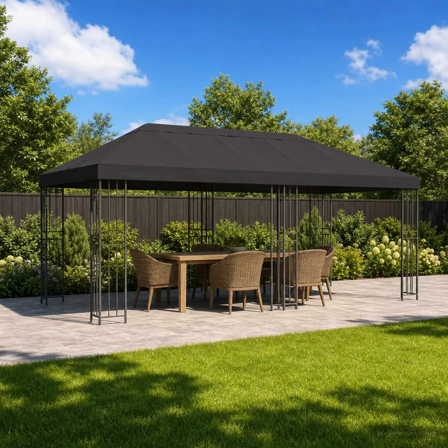 Housse de canopée de gazebo 6 x 3 m Anthracite Polyester 190