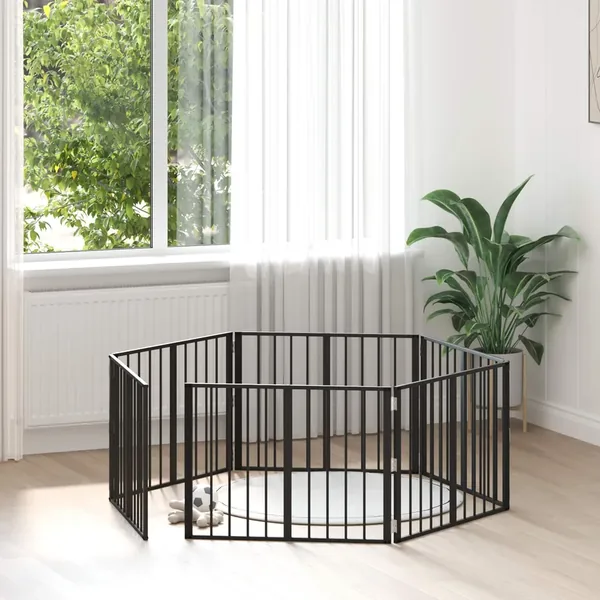 Porte pour chien 6 pcs Noir 80 x 60 cm Acier galvanisé