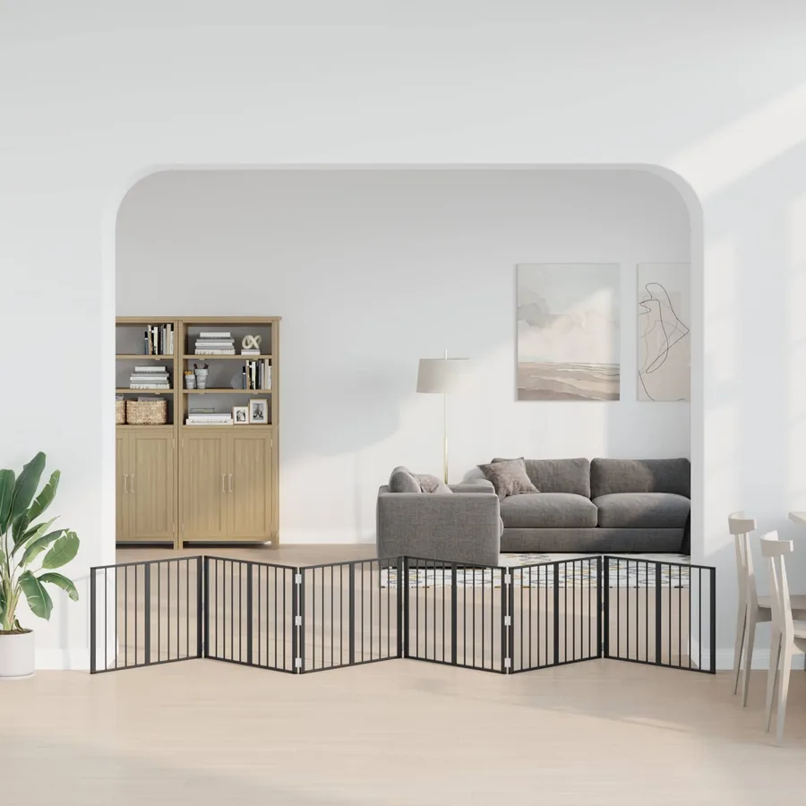 Porte pour chien 6 pcs Noir 80 x 60 cm Acier galvanisé - 3