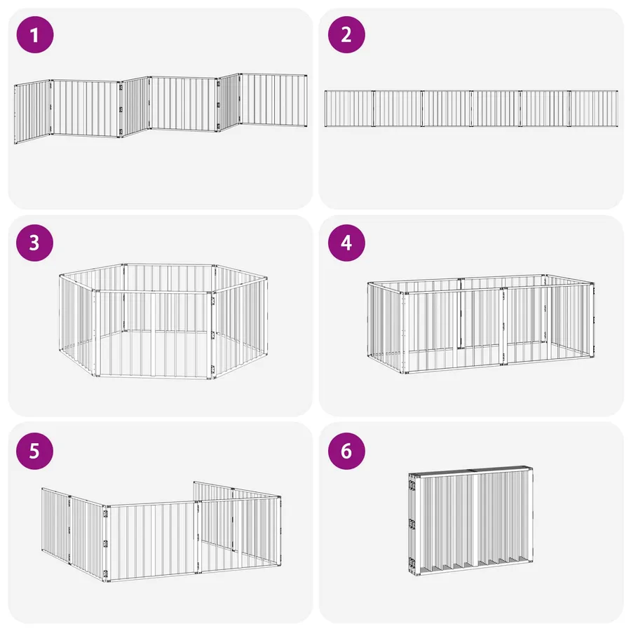 Porte pour chien 6 pcs Noir 80 x 60 cm Acier galvanisé - 9