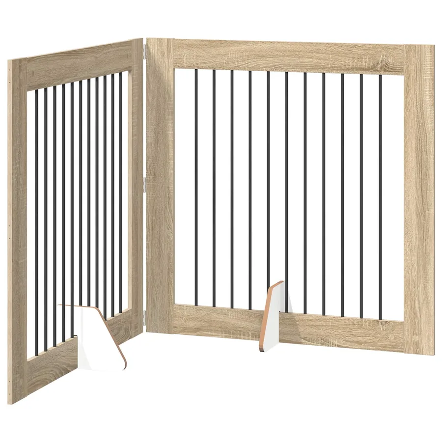 Porte de chien pliable avec supports 2 pcs Chêne Sonoma - 2