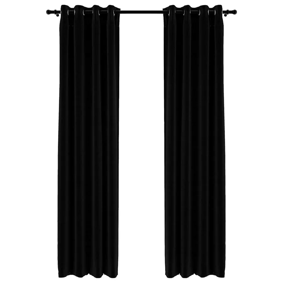 Rideaux occultants Aspect lin avec œillets 2 pcs Noir 140x225cm - 2