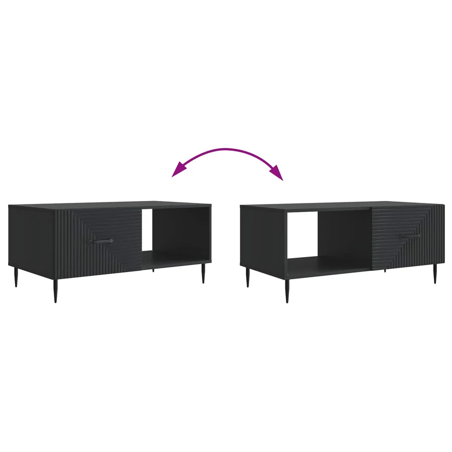 Table basse Noir 90 x 50 x 40 cm Bois d'ingénierie - 8