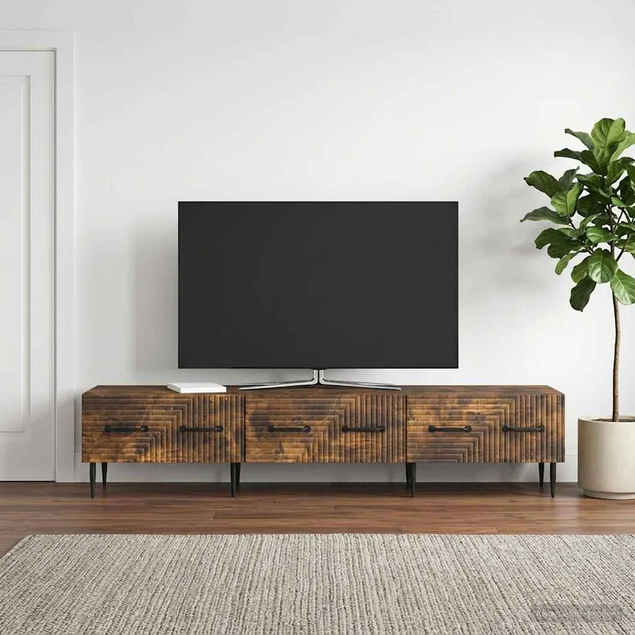 Meuble TV Chêne fumé 147 x 34,5 x 30 cm Bois d'ingénierie
