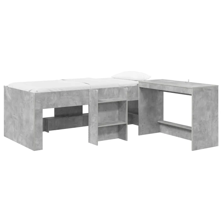 Lit haut pour enfants avec bureau 2 pc Gris béton - 2