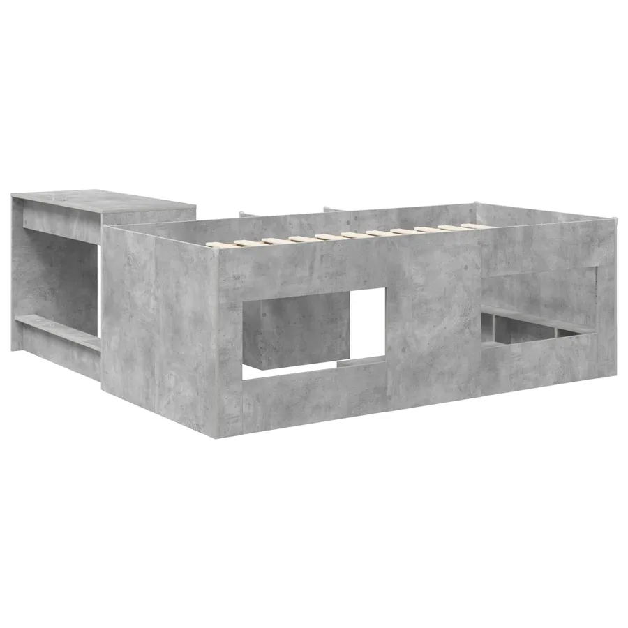 Lit haut pour enfants avec bureau 2 pc Gris béton - 5