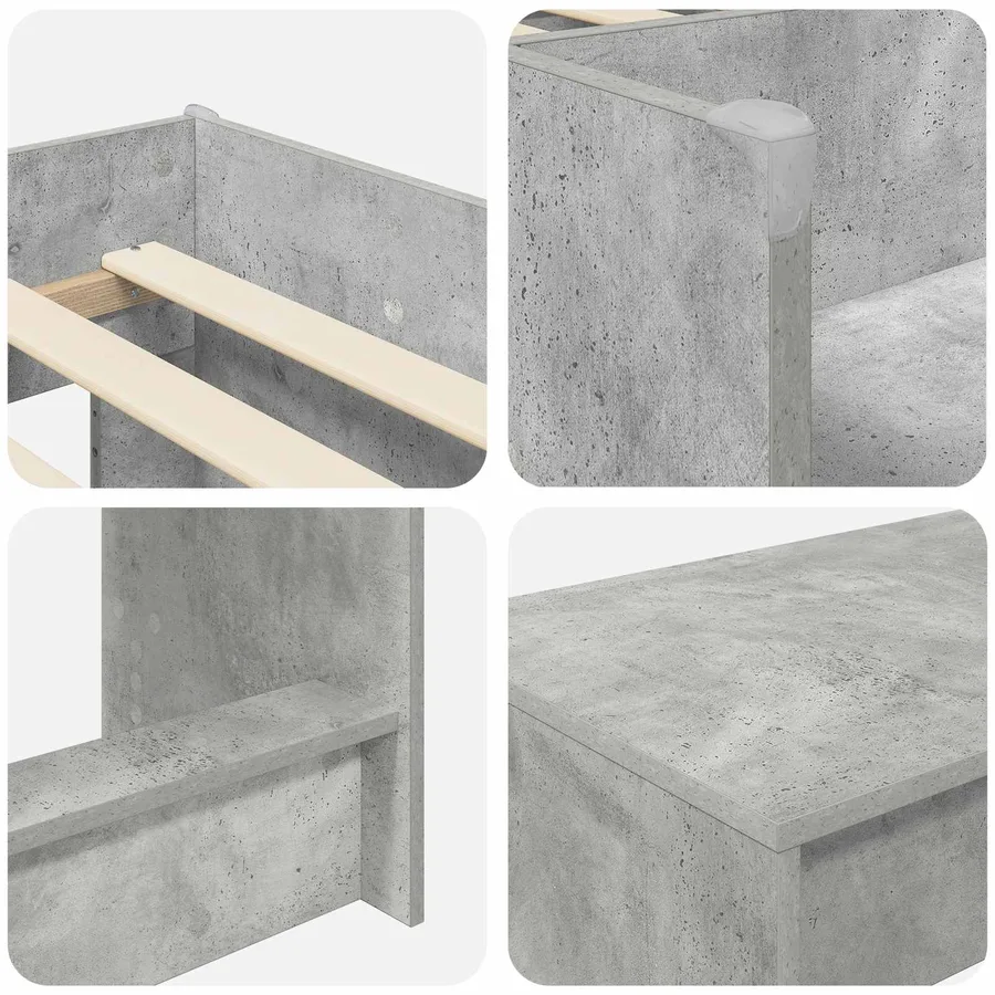 Lit haut pour enfants avec bureau 2 pc Gris béton - 6