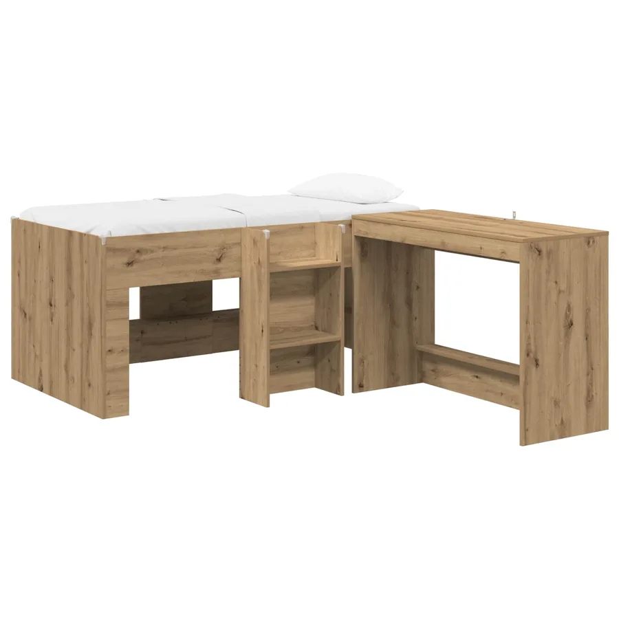 Lit haut pour enfants avec bureau 2 pc Chêne artisanal - 2
