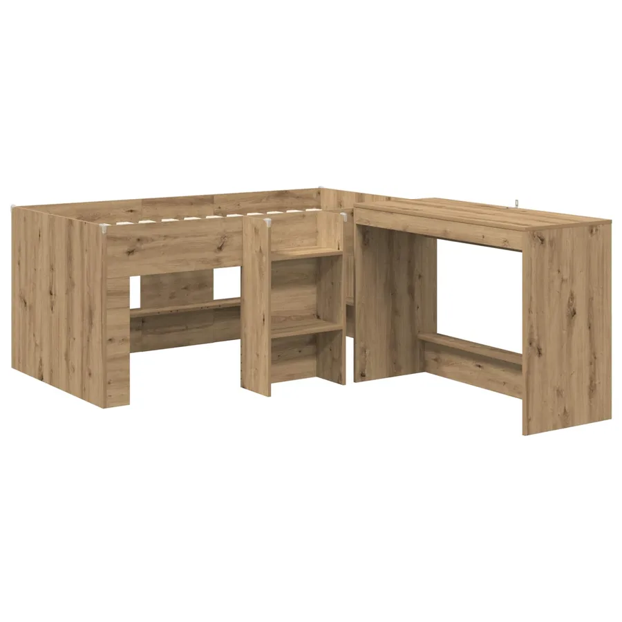 Lit haut pour enfants avec bureau 2 pc Chêne artisanal - 3