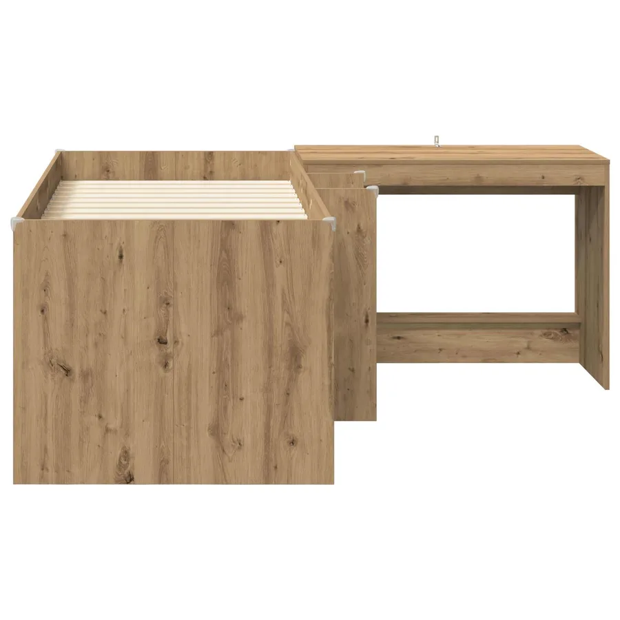 Lit haut pour enfants avec bureau 2 pc Chêne artisanal - 4