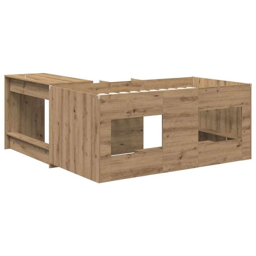 Lit haut pour enfants avec bureau 2 pc Chêne artisanal - 5