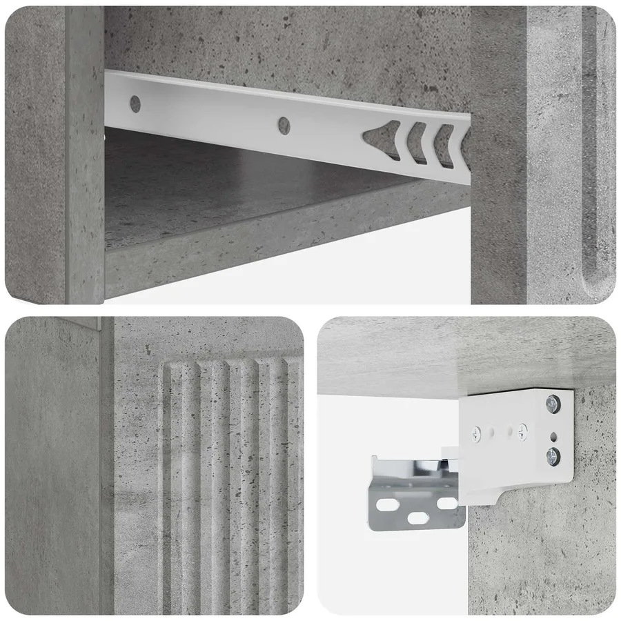 Cabinet de chevet avec tiroir Gris béton 49 x 34,5 x 20 cm - 8