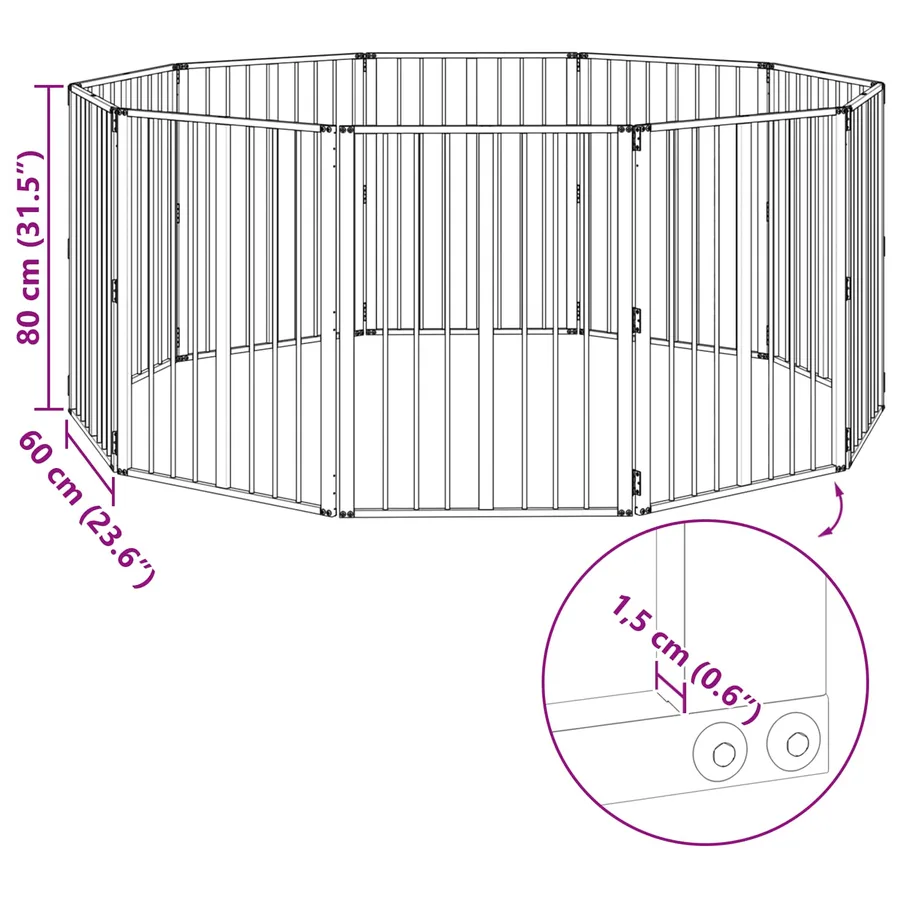 Porte pour chien 10 pcs Noir 60 x 80 cm Acier galvanisé - 8