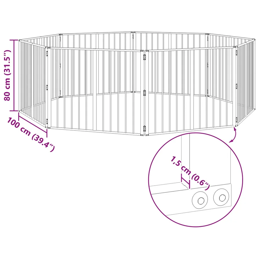 Porte pour chien 8 pcs Noir 100 x 80 cm Acier galvanisé - 10