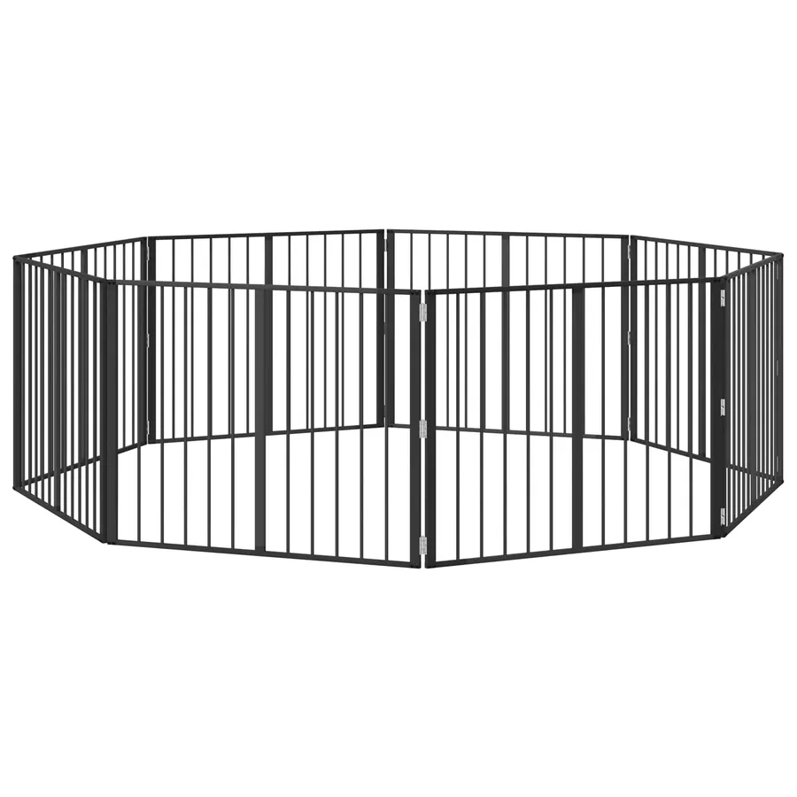 Porte pour chien 8 pcs Noir 100 x 80 cm Acier galvanisé - 2