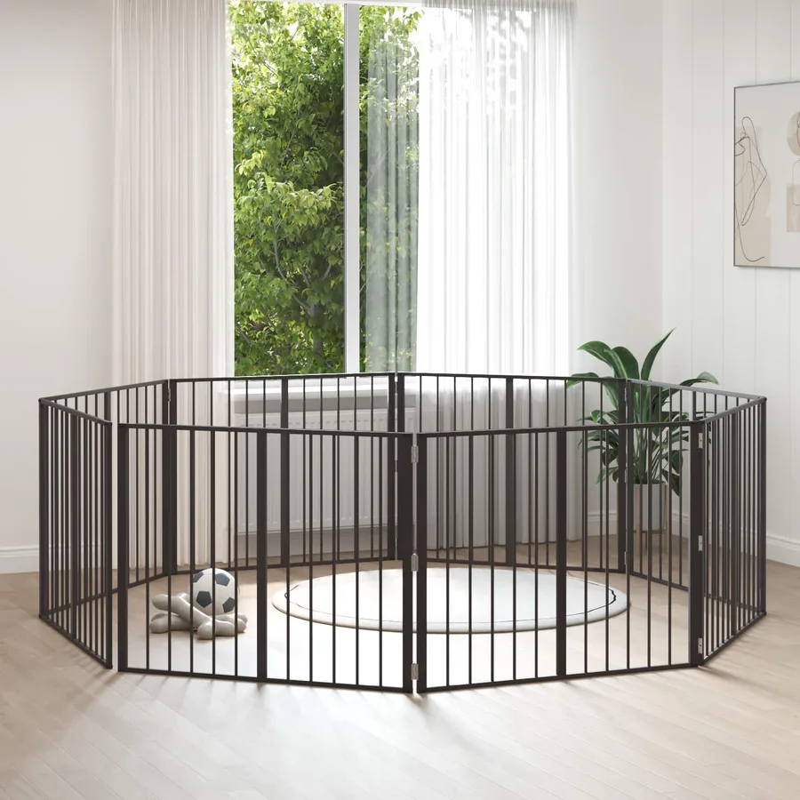 Porte pour chien 8 pcs Noir 100 x 80 cm Acier galvanisé - 3