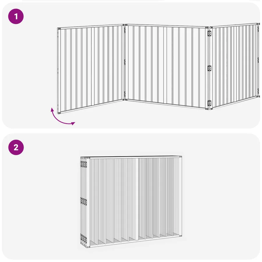 Porte pour chien 8 pcs Noir 100 x 80 cm Acier galvanisé - 7