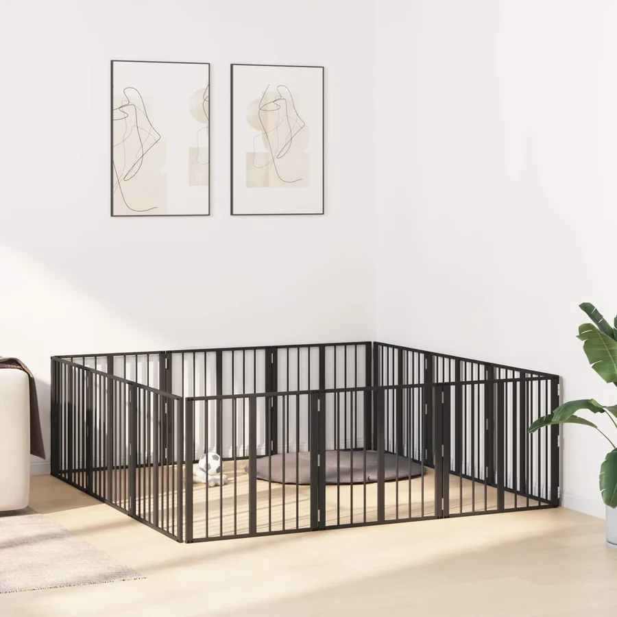 Porte pour chien 12 pcs Noir 60 x 60 cm Acier galvanisé - 3