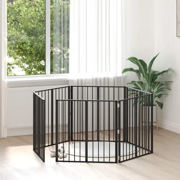 Porte pour chien 6 pcs Noir 80 x 80 cm Acier galvanisé