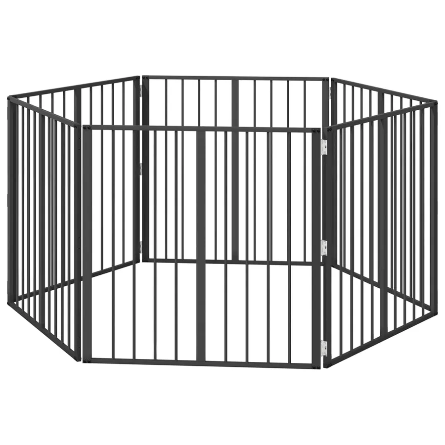 Porte pour chien 6 pcs Noir 80 x 80 cm Acier galvanisé - 2