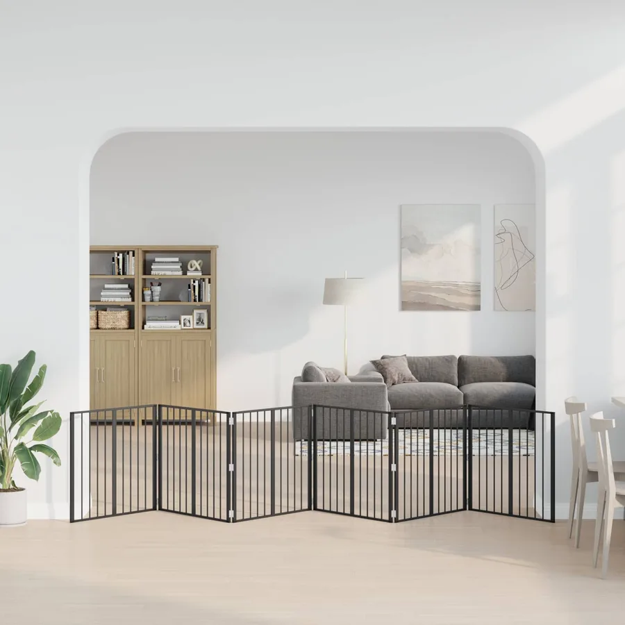 Porte pour chien 6 pcs Noir 80 x 80 cm Acier galvanisé - 3