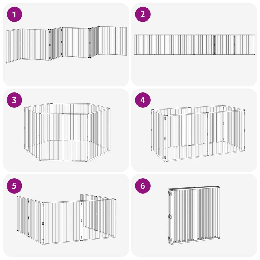 Porte pour chien 6 pcs Noir 80 x 80 cm Acier galvanisé - 9