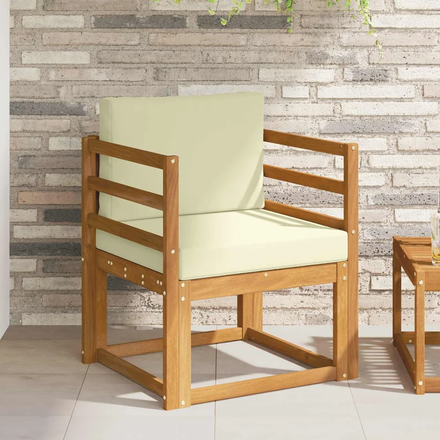 Canapé d’extérieur Bois d'acacia massif et polyester Naturel