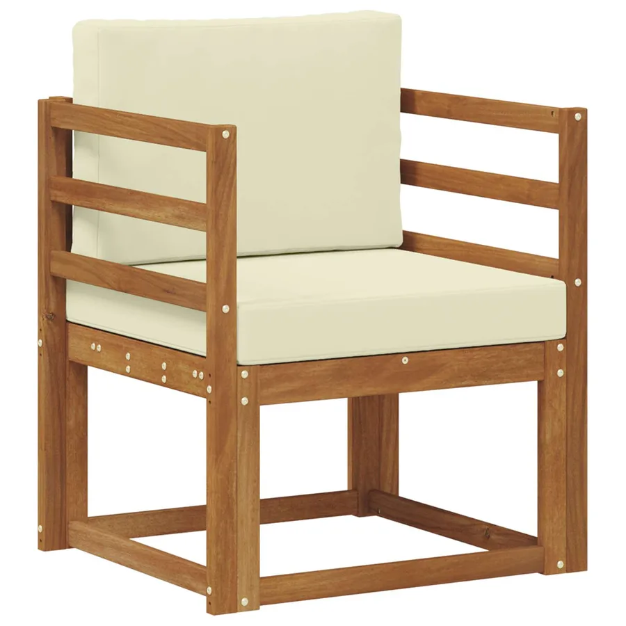 Canapé d’extérieur Bois d'acacia massif et polyester Naturel - 2