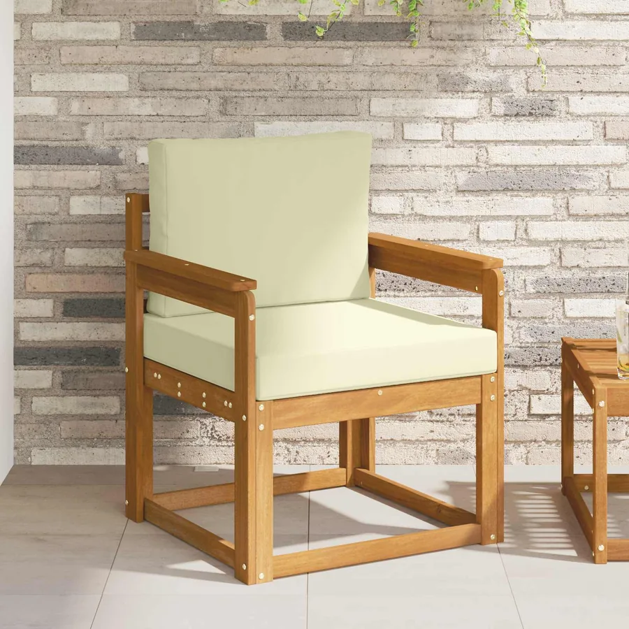 Canapé d’extérieur Bois d'acacia massif et polyester Naturel