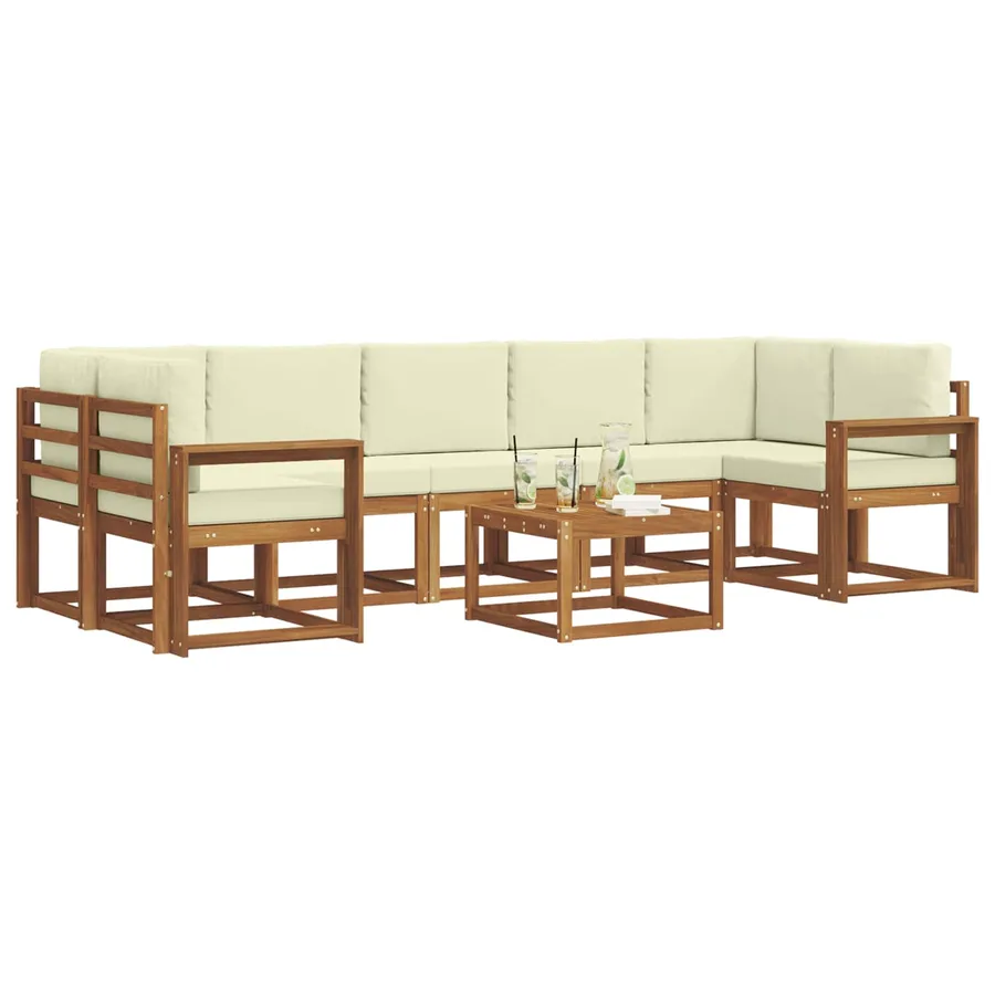 Ensemble de canapés d'extérieur 8 pcs Naturel et Crème - 3