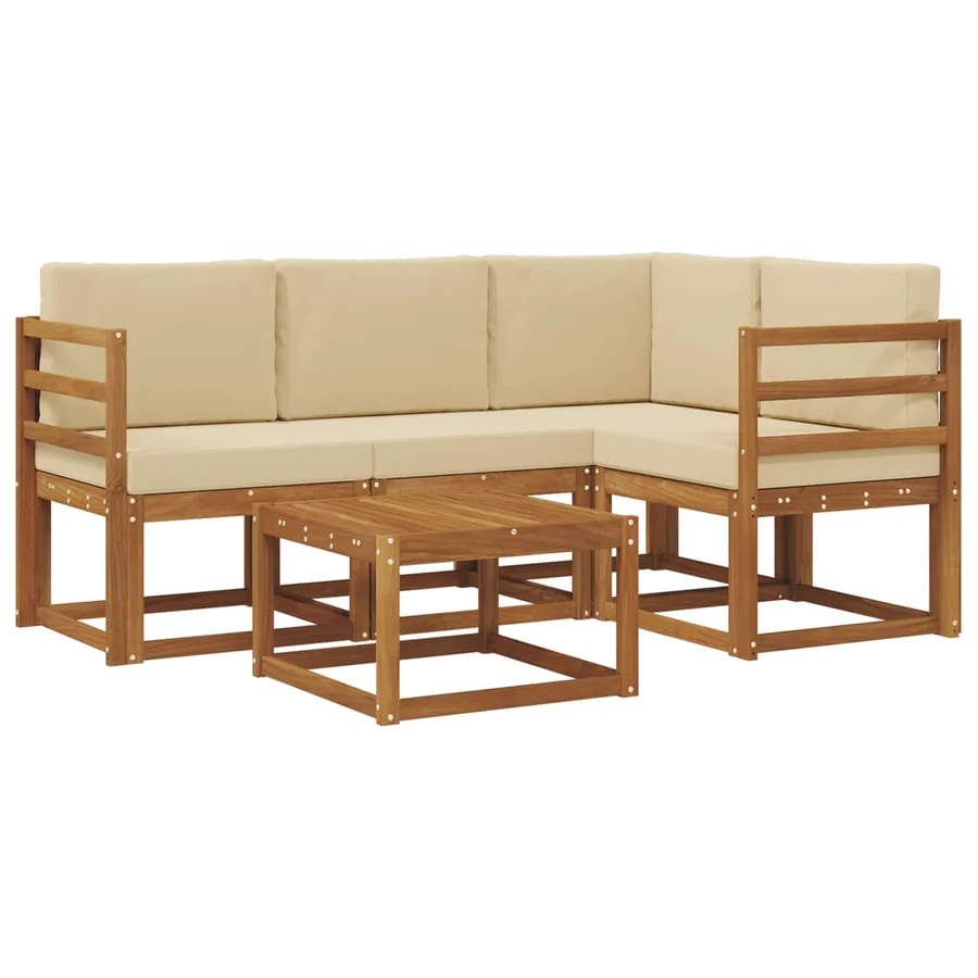Ensemble de canapés d'extérieur 5 pcs Naturel et Beige - 2