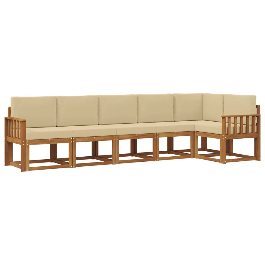 Ensemble de canapés d'extérieur 6 pcs Naturel et Beige - 2