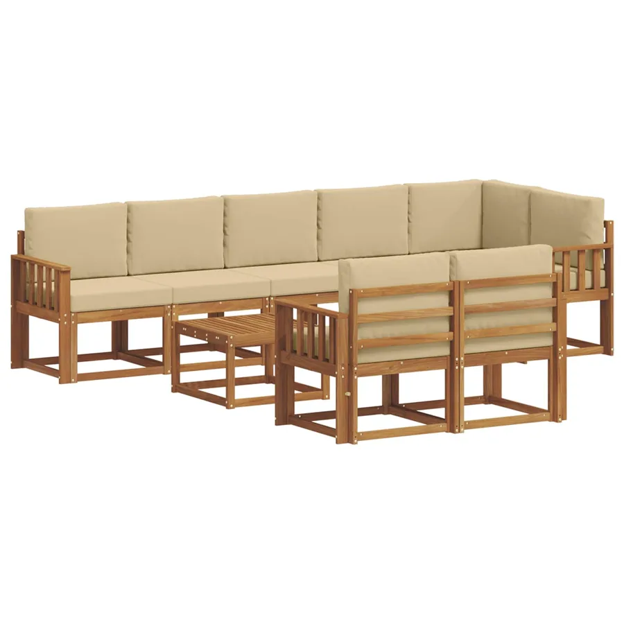 Ensemble de canapés d'extérieur 9 pcs Naturel et Beige - 2