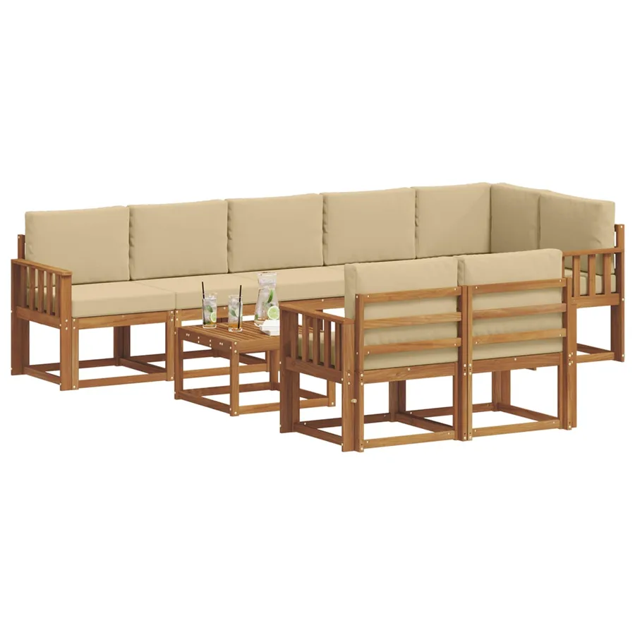 Ensemble de canapés d'extérieur 9 pcs Naturel et Beige - 3
