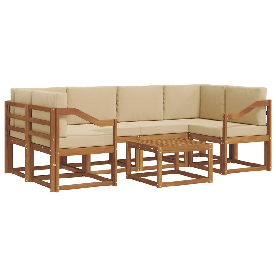 Ensemble de canapés d'extérieur 7 pcs Naturel et Beige - 2