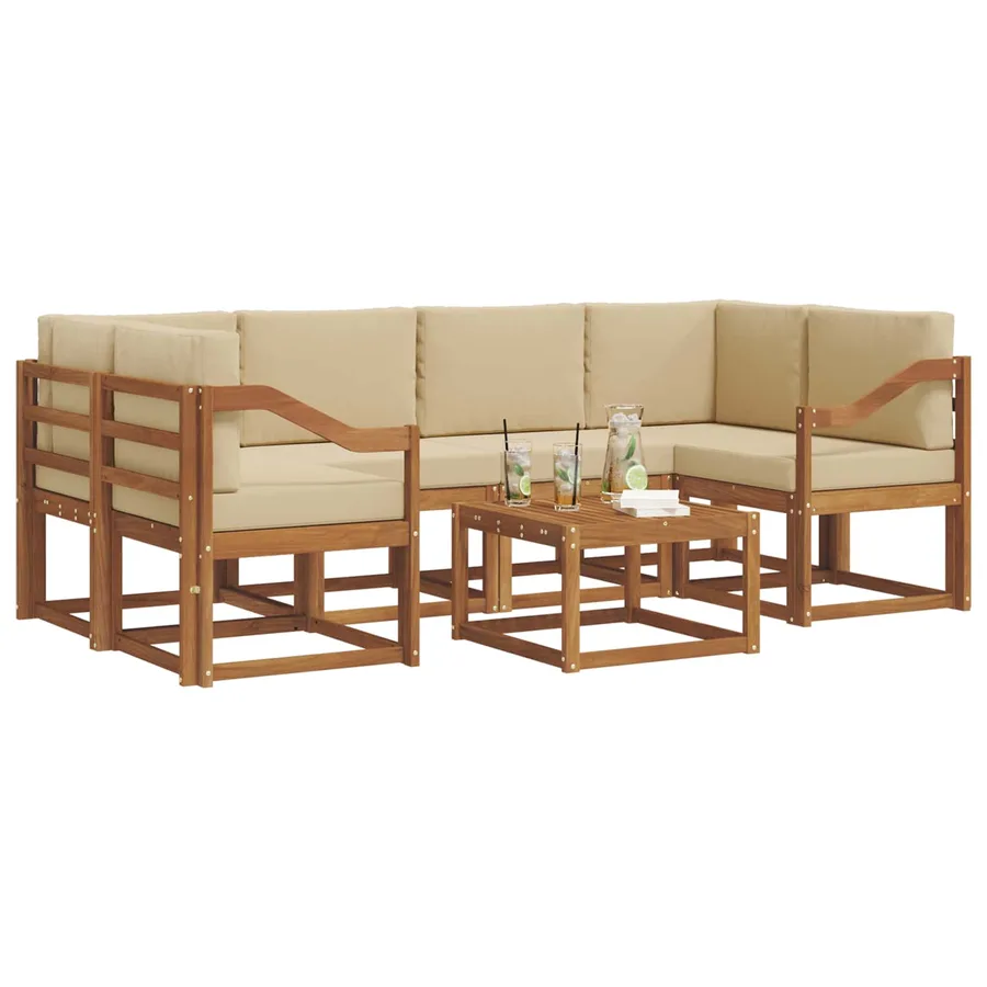 Ensemble de canapés d'extérieur 7 pcs Naturel et Beige - 3