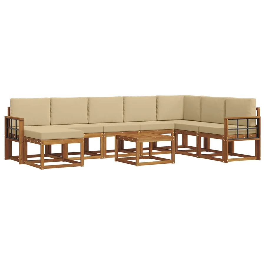 Ensemble de canapés d'extérieur 9 pcs Naturel et Beige - 2