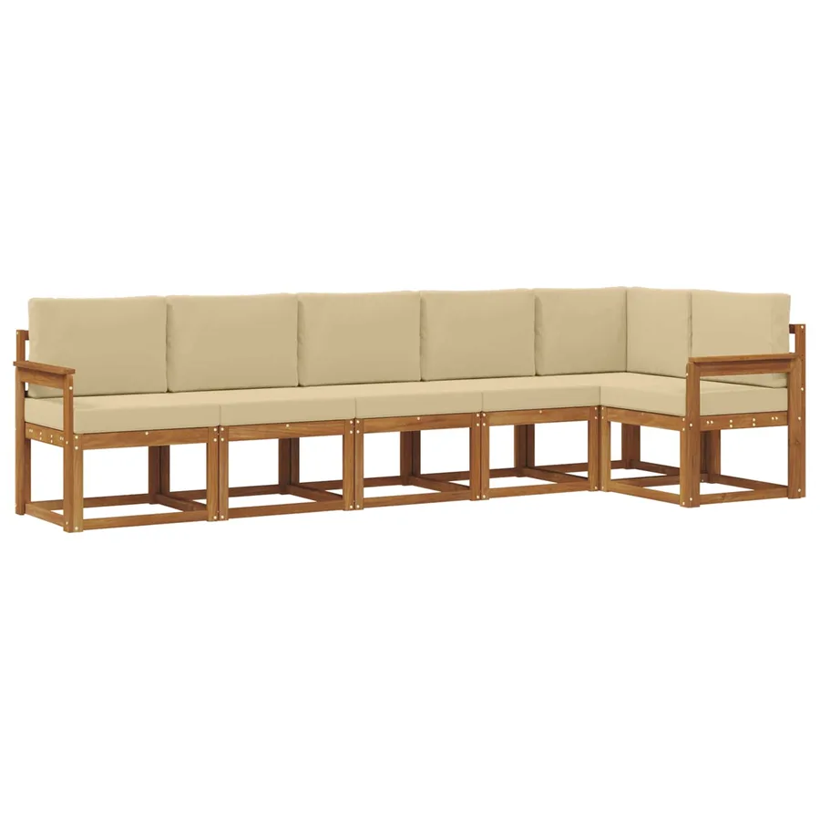 Ensemble de canapés d'extérieur 6 pcs Naturel et Beige - 2