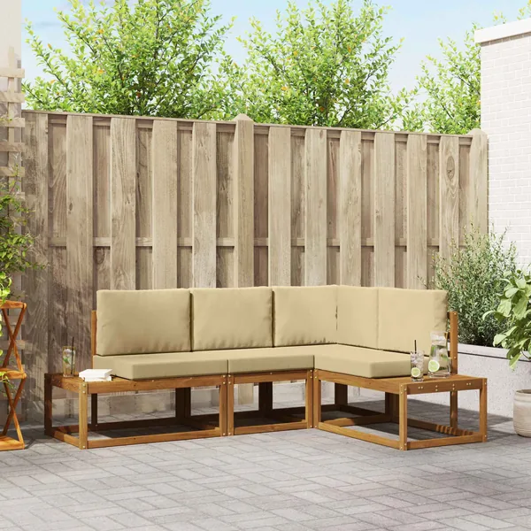 Ensemble de canapés d'extérieur 4 Pièce Naturel et Beige