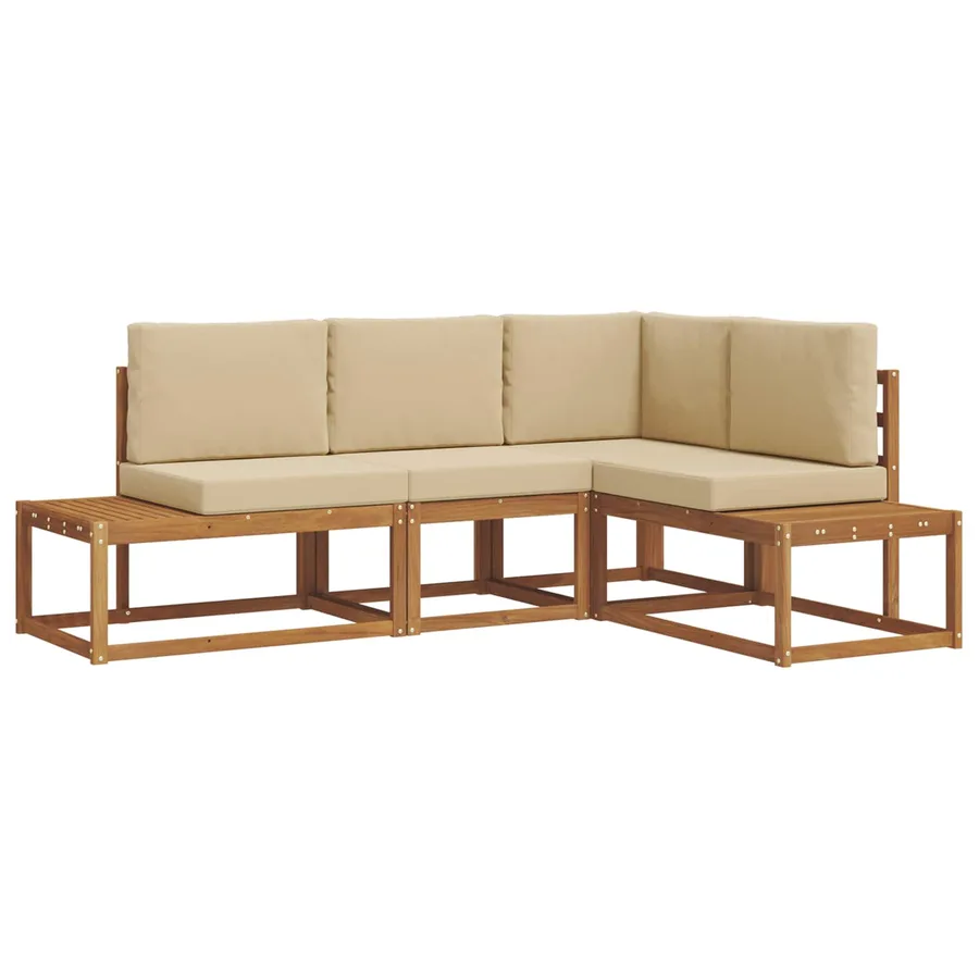 Ensemble de canapés d'extérieur 4 Pièce Naturel et Beige - 2