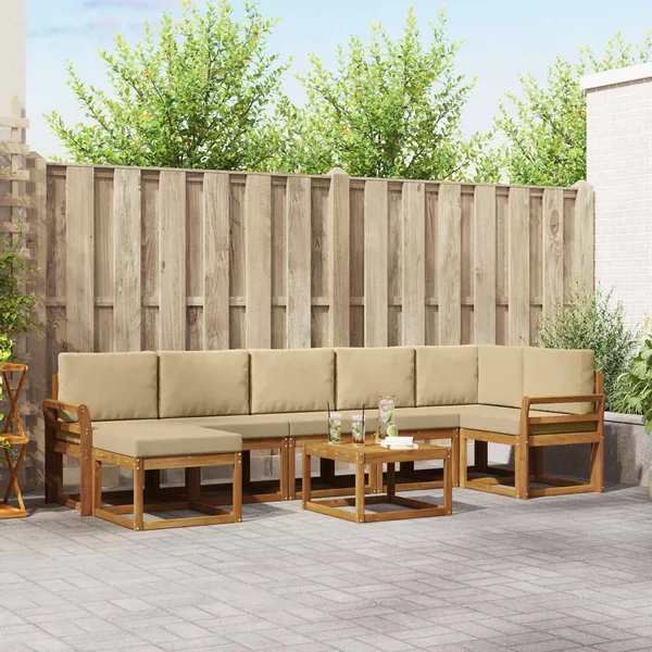 Ensemble de canapés d'extérieur 8 pcs Naturel et Beige