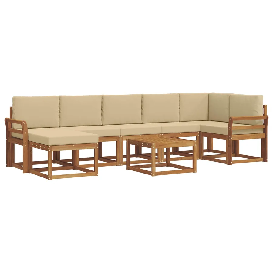 Ensemble de canapés d'extérieur 8 pcs Naturel et Beige - 2