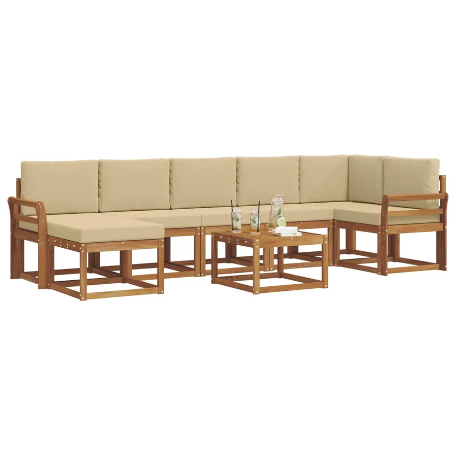 Ensemble de canapés d'extérieur 8 pcs Naturel et Beige - 3
