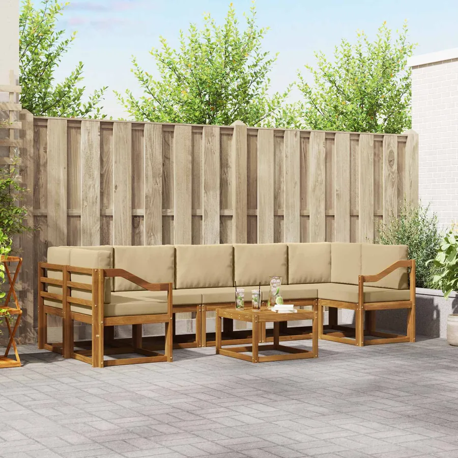 Ensemble de canapés d'extérieur 8 pcs Naturel et Beige