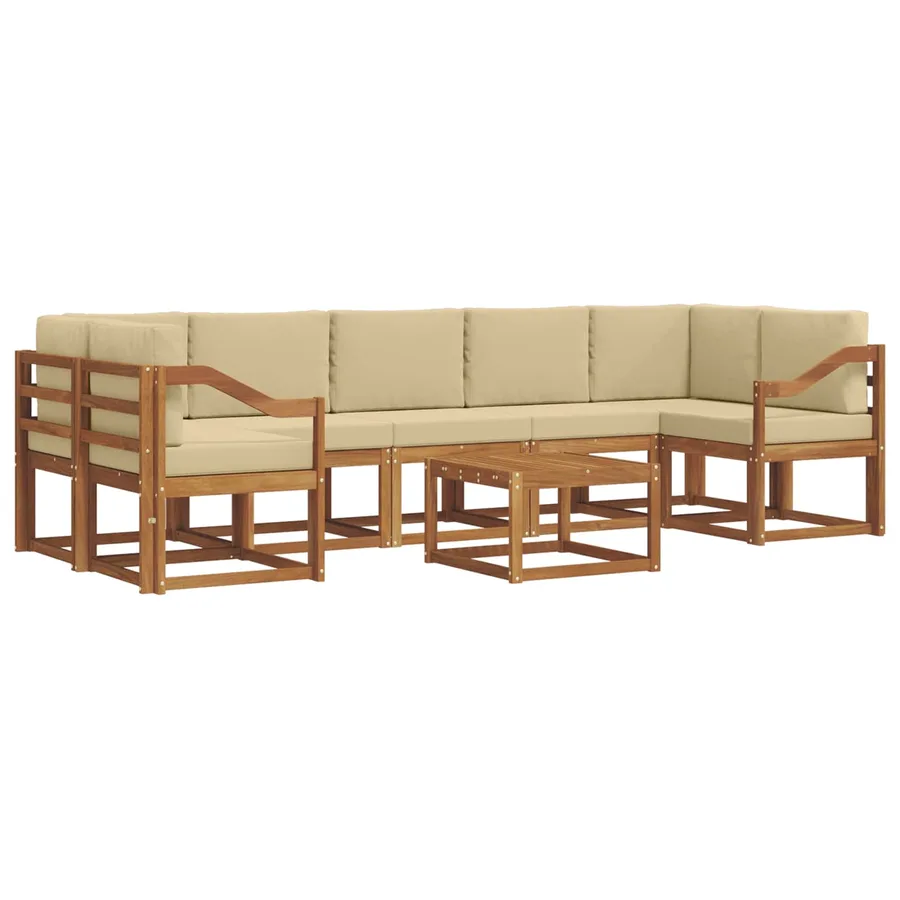 Ensemble de canapés d'extérieur 8 pcs Naturel et Beige - 2
