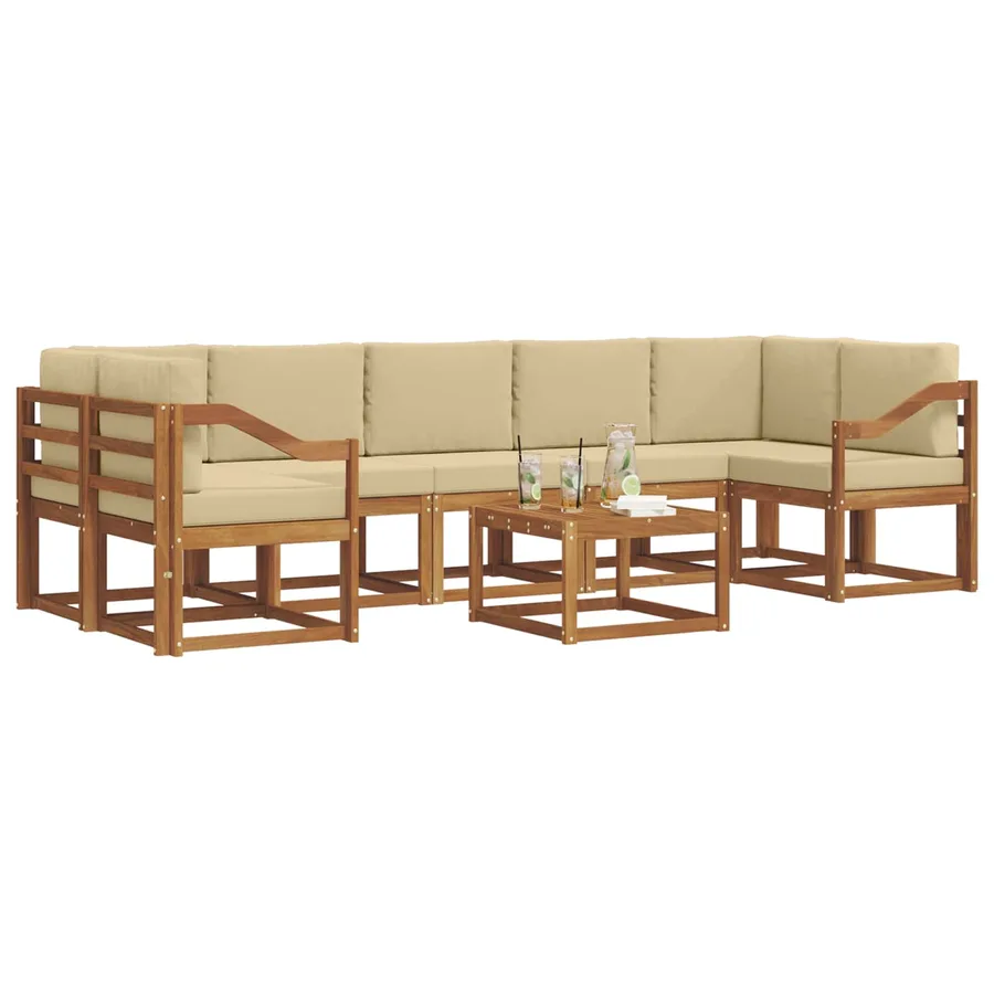 Ensemble de canapés d'extérieur 8 pcs Naturel et Beige - 3