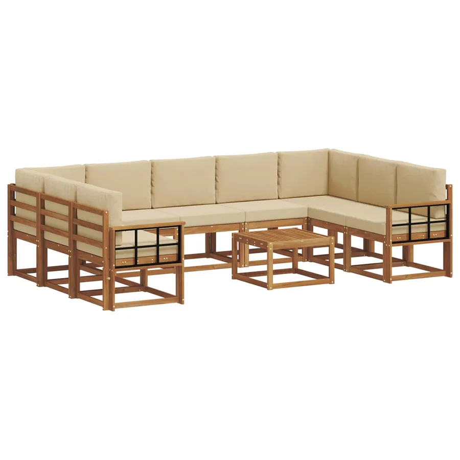 Ensemble de canapés d'extérieur 10 pcs Naturel et Beige - 2