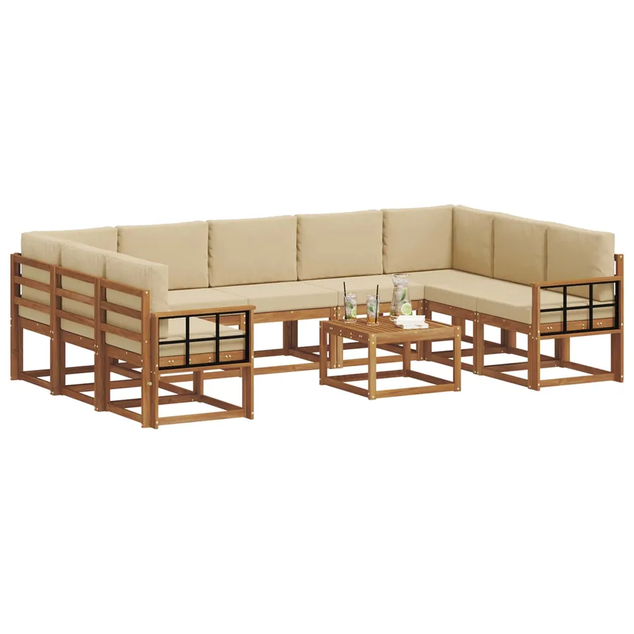 Ensemble de canapés d'extérieur 10 pcs Naturel et Beige - 3