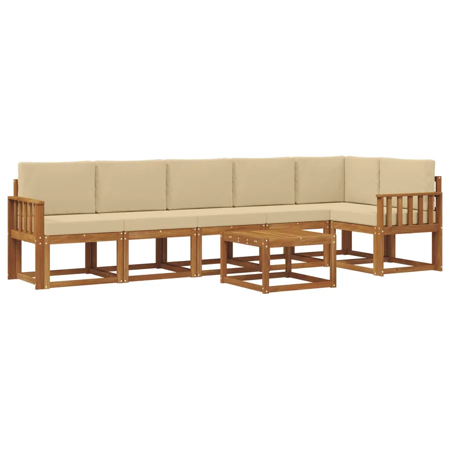 Ensemble de canapés d'extérieur 7 pcs Naturel et Beige - 2