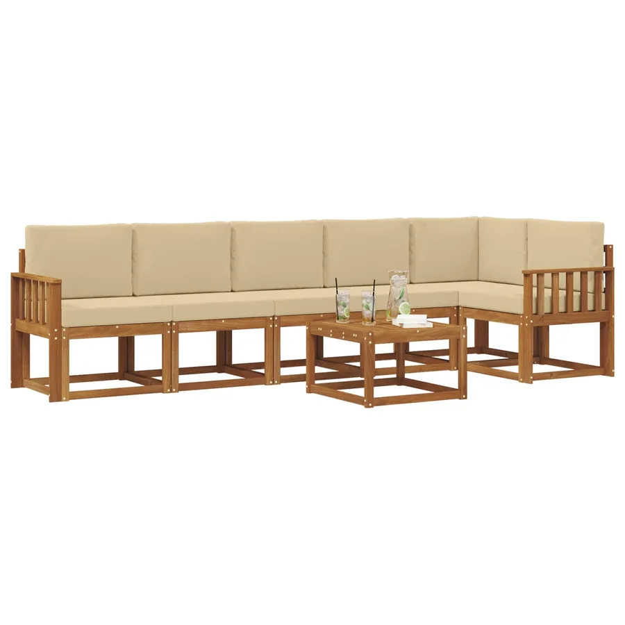 Ensemble de canapés d'extérieur 7 pcs Naturel et Beige - 3